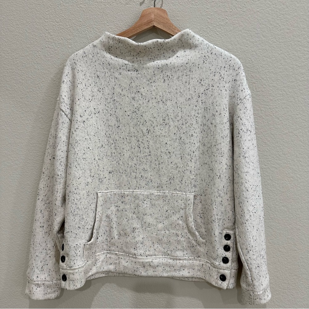 Madewell Donegal Speckled White Sweater with Button Detail